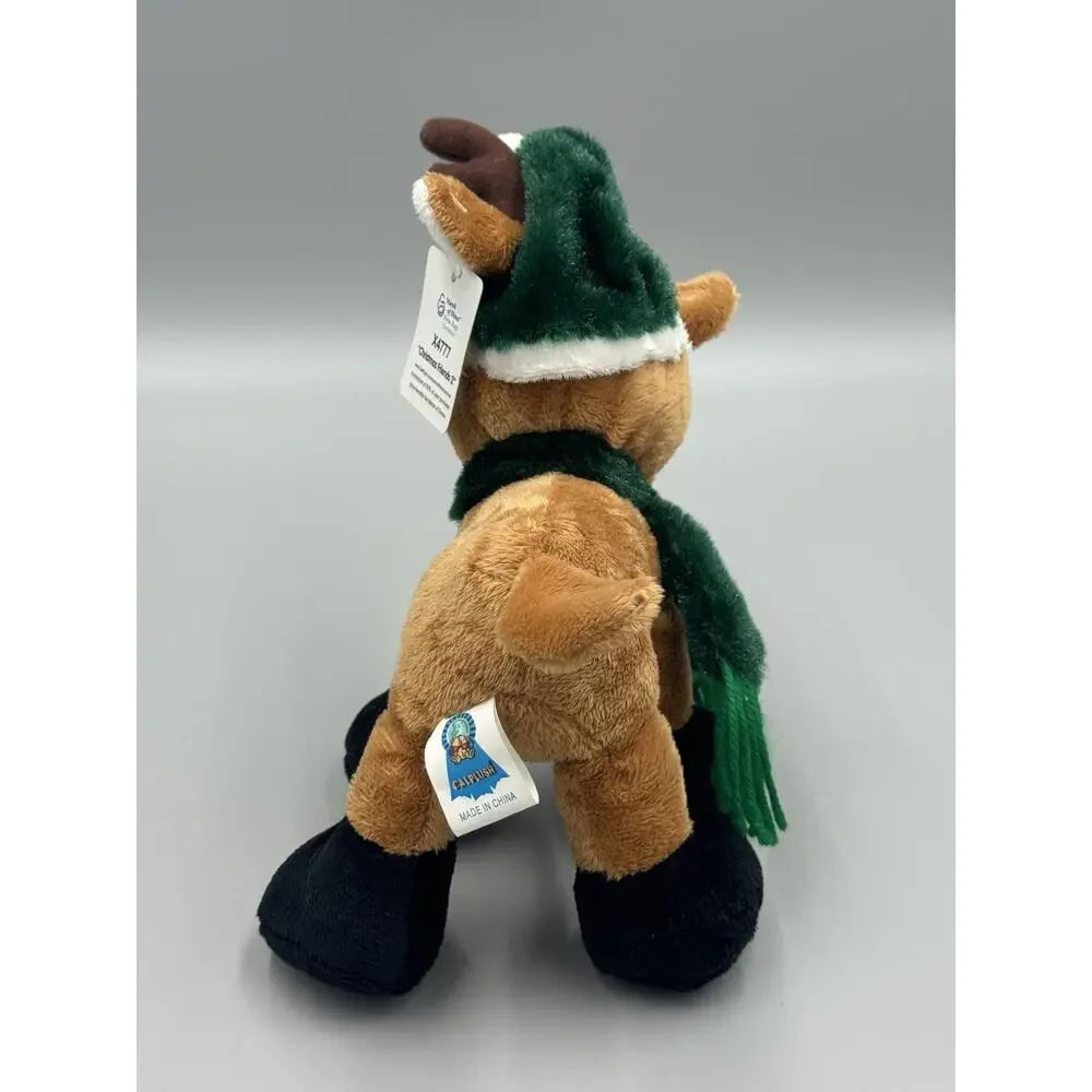 Calplush Christmas Friends Beanie Plush Reindeer In Hat Scarf 7” Stuffed Toy